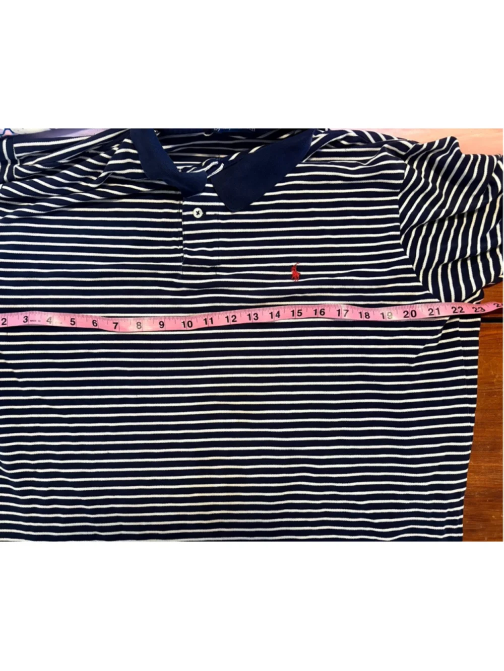 Vintage Polo Ralph Lauren Mens XL Navy Blue White Striped Polo Shirt Preppy Pony